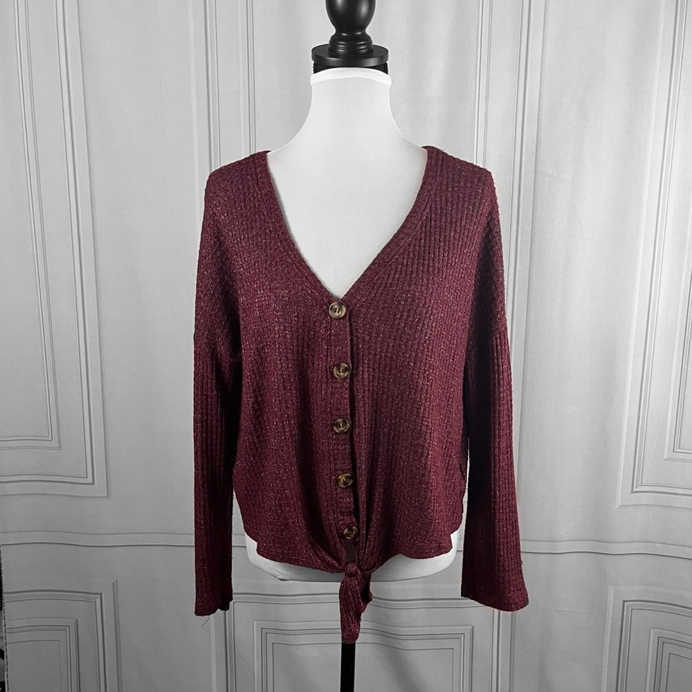 Burgundy Waffle knit top 🖤